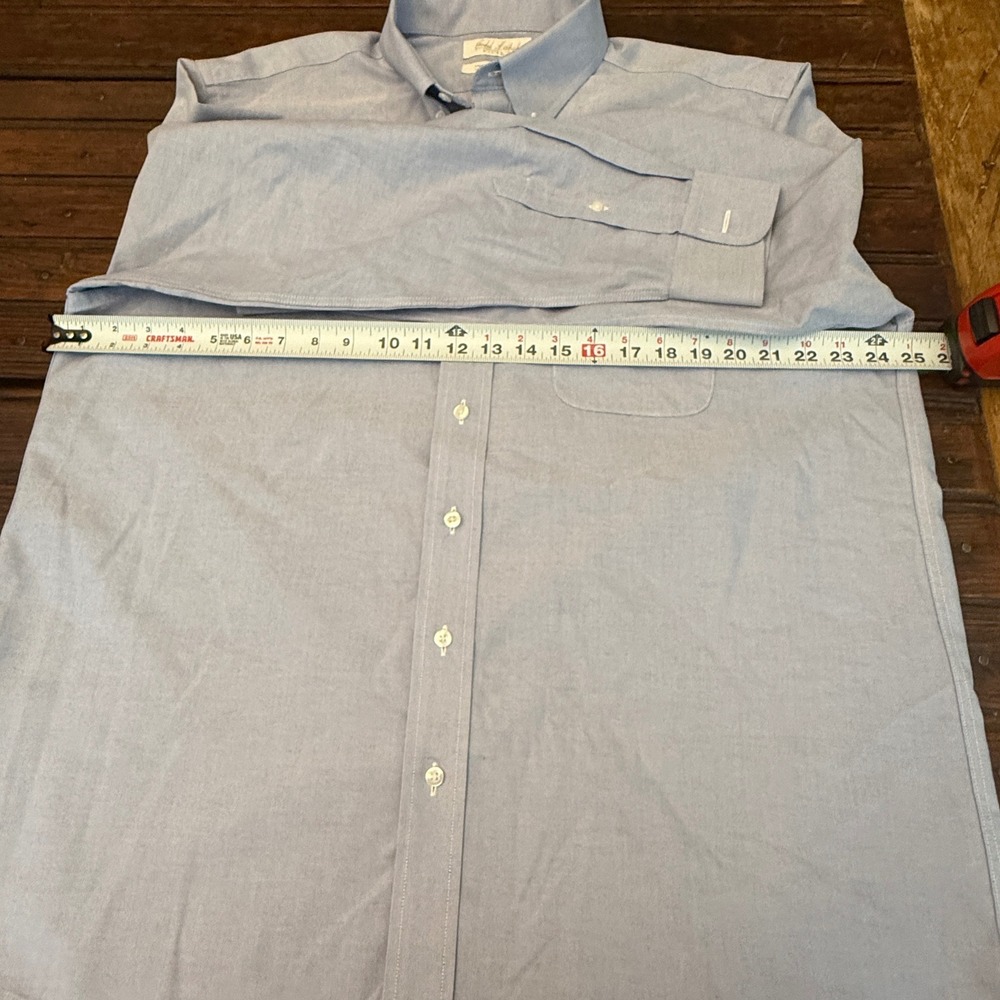 Roundtree & Yorke Gold Label Fitted Non-Iron Oxford Shirt Blue 17 33 Mens - Picture 5 of 8